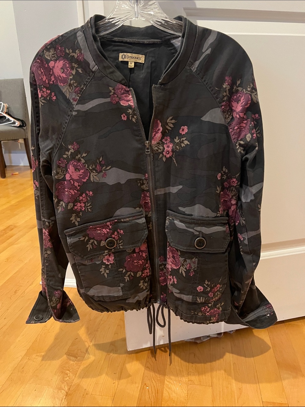 Democracy Black Floral-Print Bomber Jacket